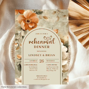 Invitation Carton de répétition romantique beige olive floral