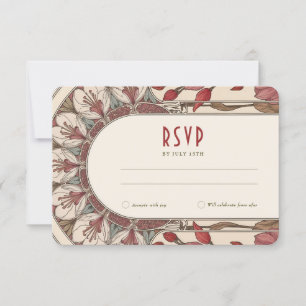 Invitation Carton de réponse au mariage Art Nouveau vintage d