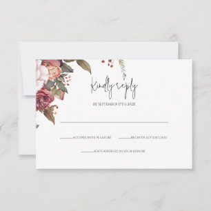 Invitation Carton de réponse floral bohème neutre rustique