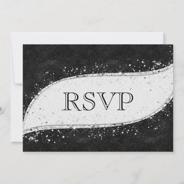 Invitation Carton de réponse pour mariage gay noir et argent (Devant)