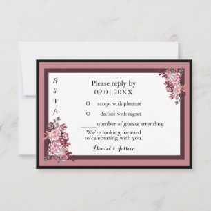 Invitation Carton de réponse pour mariage Rose Poussiéreuse B