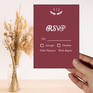 Invitation Carton de réponse RSVP ton bijou rouge foncé avec 