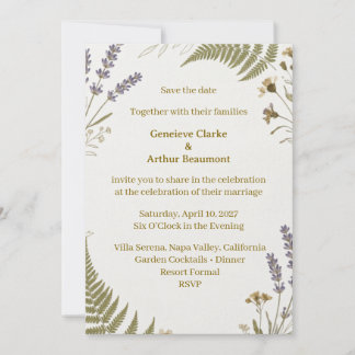 Invitation Carton de sauvegarde de mariage Fleur sauvage et f