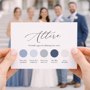 Invitation Carton de tenue de mariage bleu poussiéreux