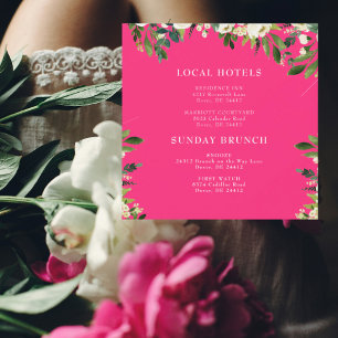 Invitation Carton d'insertion carré floral blanc en cascade r