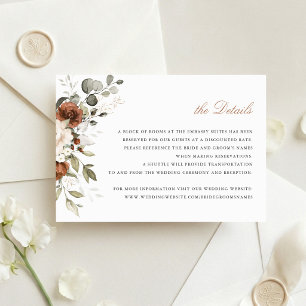 Invitation Carton d'insertion Floral Rust Cream Greenery Déta