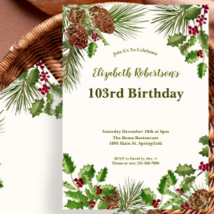 Invitation Carton d'invitation 103e anniversaire Elégante ver