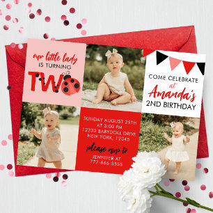 Invitation Carton d'invitation 2ème anniversaire coccinelle 3