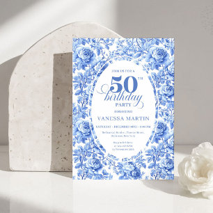 Invitation Carton d'invitation 50 ans anniversaire Toile Rose