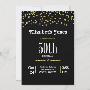 Invitation Carton d'invitation 50ème anniversaire Glitter Gol