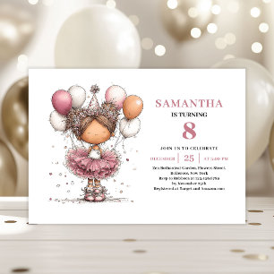 Invitation Carton d'invitation 8ème anniversaire fille tutu f