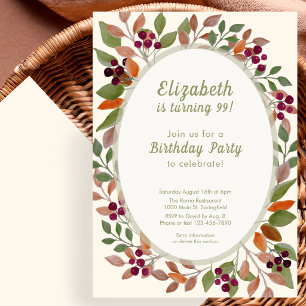 Invitation Carton d'invitation 99e anniversaire Feuilles d'Au