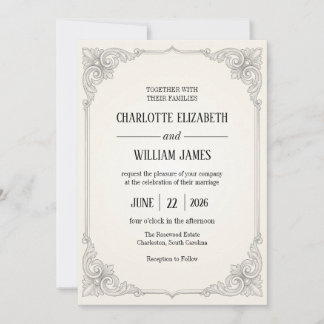 Invitation Carton d'invitation à cadre en filigrane de graphi