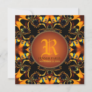 Invitation Carton d'invitation à dîner avec monogramme et bat