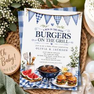 Invitation Carton d'invitation à la baby shower Burgers sur l