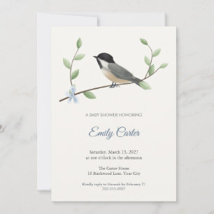 Invitation Carton d'invitation à la baby shower Chickadee Lea