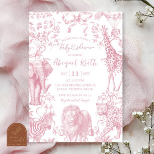 Invitation Carton d'invitation à la baby shower tout en rose 