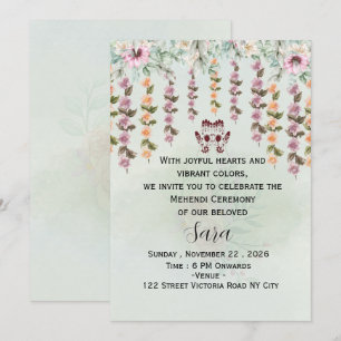 Invitation Carton d'invitation à la cérémonie Mehndi modifiab