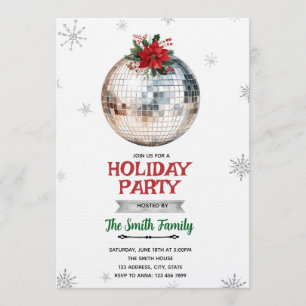 Invitation Carton d'invitation à la fête de Noël boule disco