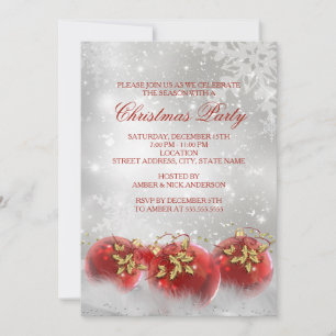 Invitation Carton d'invitation à la fête de Noël Boules de ho