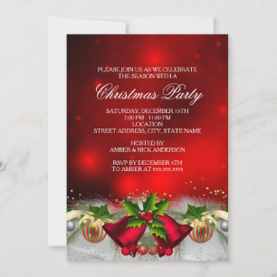 Invitation Carton d'invitation à la fête de Noël Boules de ho