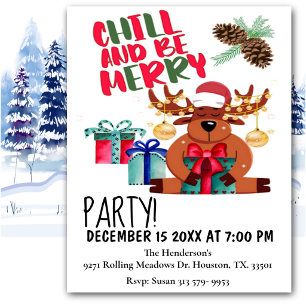 Invitation Carton d'invitation à la fête de Noël Chill And Be