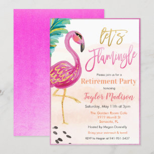 Invitation Carton d'invitation à la fête de retraite flamant