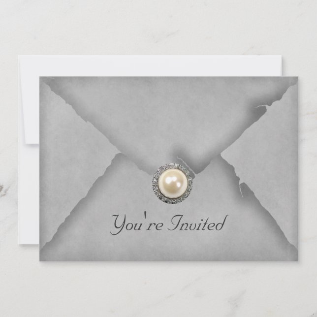 Invitation Carton d'invitation à la fête Jewels and Lace Gray (Devant)