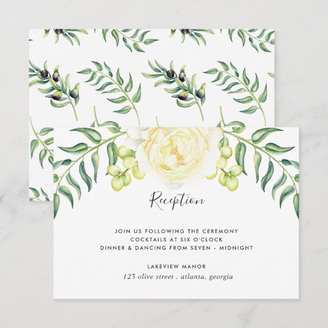 Invitation Carton d'invitation à la réception de mariage Rose (Devant / Derrière)