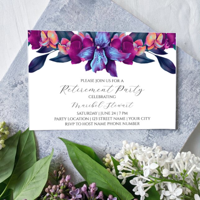 Invitation Carton d'invitation à motif floral violet pour une (Créateur téléchargé)