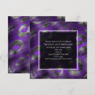Invitation Carton d'invitation à thème léopard violet pour so