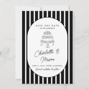 Invitation Carton d'invitation à thème noir et blanc rayé pou