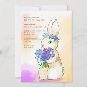 Invitation Carton d'invitation à une baby shower avec un lapi