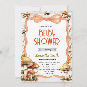Invitation Carton d'invitation à une baby shower champignon