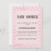 Carton d'invitation à une baby shower coeurs roses