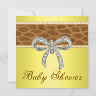 Invitation Carton d'invitation à une baby shower girafe jaune