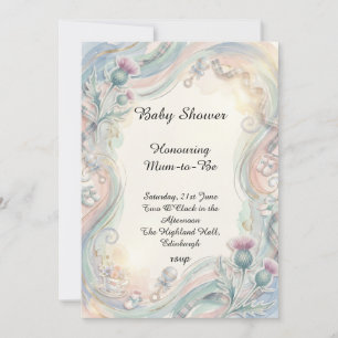 Invitation Carton d'invitation à une baby shower pastel flora