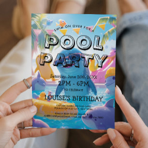 Invitation Carton d'invitation à une fête au bord de la pisci