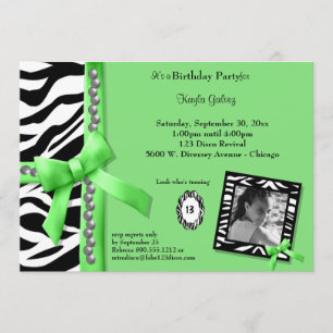Invitation Carton d'invitation à une fête d'anniversaire vert