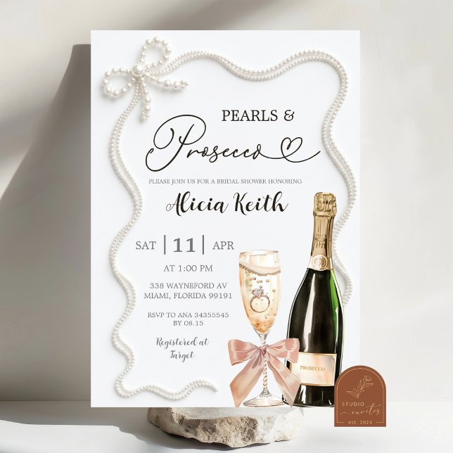 Invitation Carton d'invitation à une fête de mariage Pearls a (Créateur téléchargé)