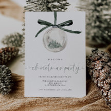 Carton d'invitation à une fête de Noël à l'aquarel