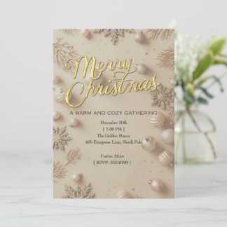 Invitation Carton d'invitation à une fête de Noël Gold & Crea