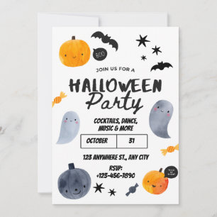 Invitation Carton d'invitation à une fête d'Halloween mignon