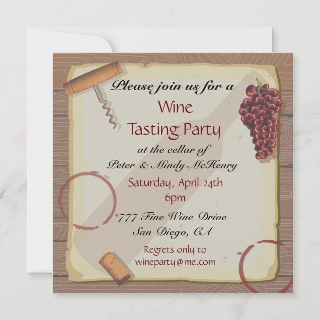 Invitation Carton d'invitation à une soirée de dégustation de (Devant)