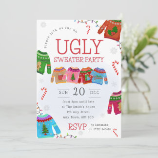 Invitation Carton d'invitation à une soirée pull de Noël laid