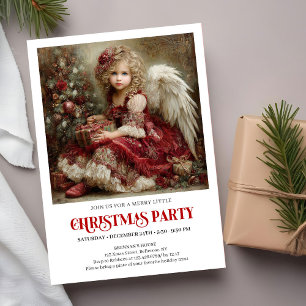 Invitation Carton d'invitation ange de Noël classique rouge v