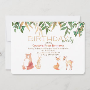 Invitation Carton d'invitation Animaux mignons de la forêt