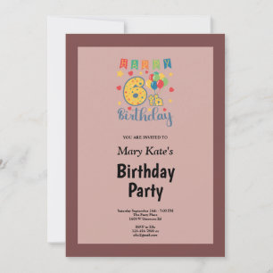 Invitation Carton d'invitation anniversaire 6 ans encadré Cin
