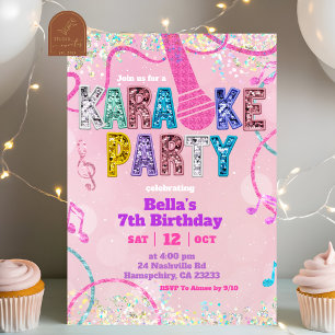 Invitation Carton d'invitation Anniversaire Fête Karaoke Pail
