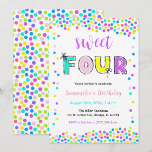 Invitation Carton d'invitation anniversaire fille modifiable